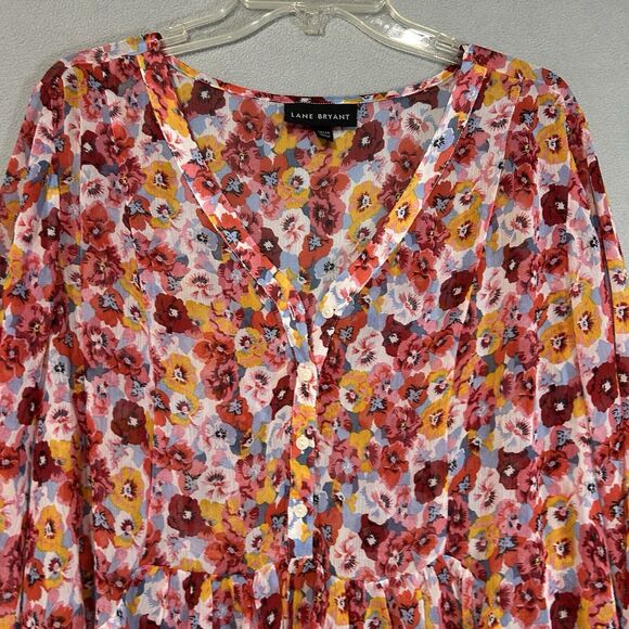 Lane Bryant Asymmetric Top womens 18/20 Half Button Front‎ Cottage Core Cowgirl - Picture 3 of 9